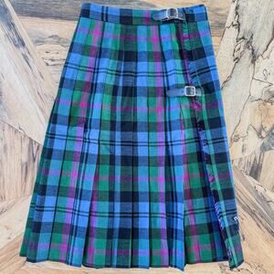 Vintage Glenshiel Tartan Plaid Kilt Skirt Made in Scotland Pure New Wool Youth S